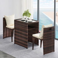 Balcony Small Table and Chair Rattan Chair Three-Piece Set Outdoor Tea Table Combination Terrace Courtyard Table and Chair