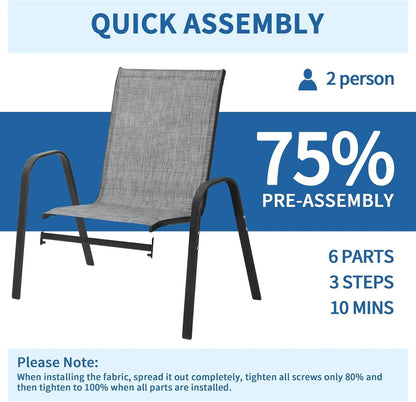 Patio Chairs Set of 8 - Outdoor Stackable Dining Chairs for All Weather - Lightweight Textilene Outdoor Chair Sets with Armrests