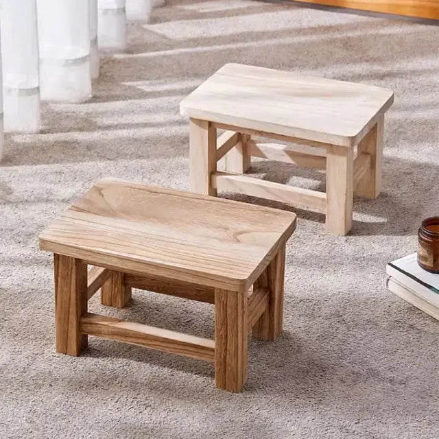 Adult Solid Wood Stool for Daily Use Shoe Changing Step Stool for Kitchen Bathroom Living Room Wooden Household Furniture
