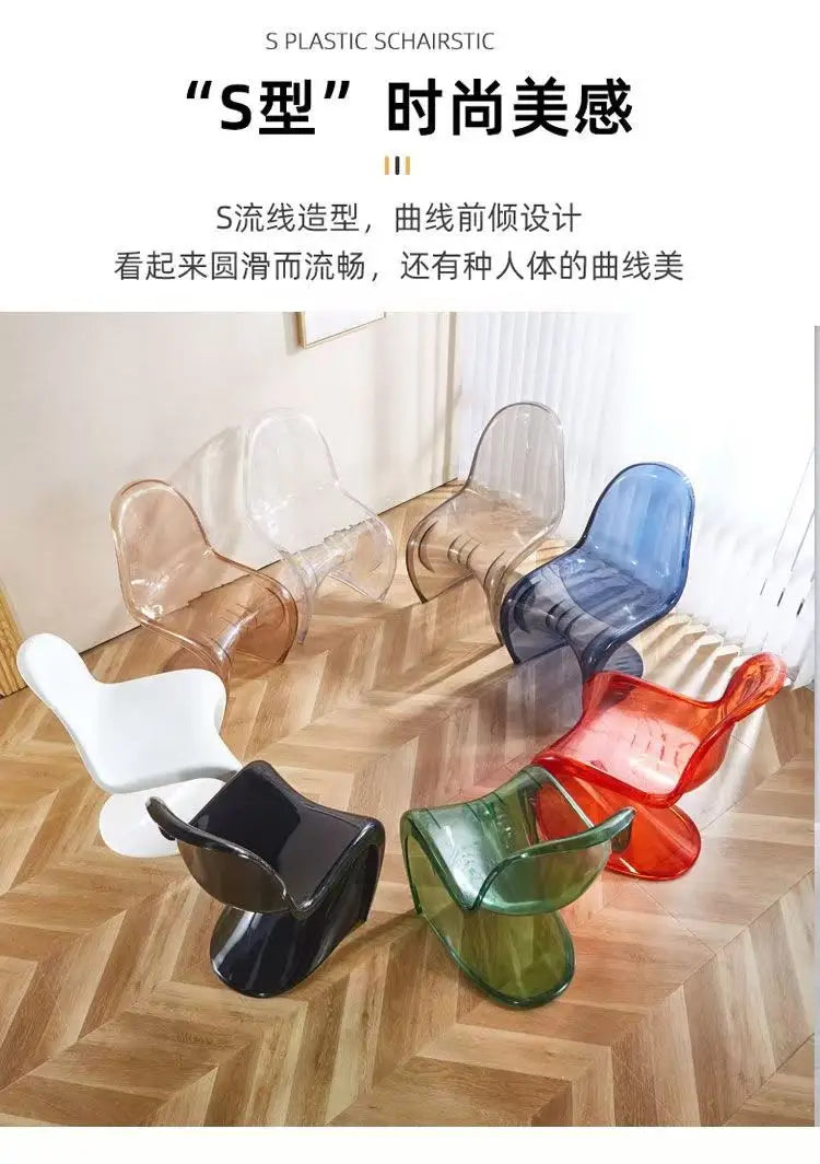 Plastic chair Nordic creative simple transparent plastic back chair chair stool