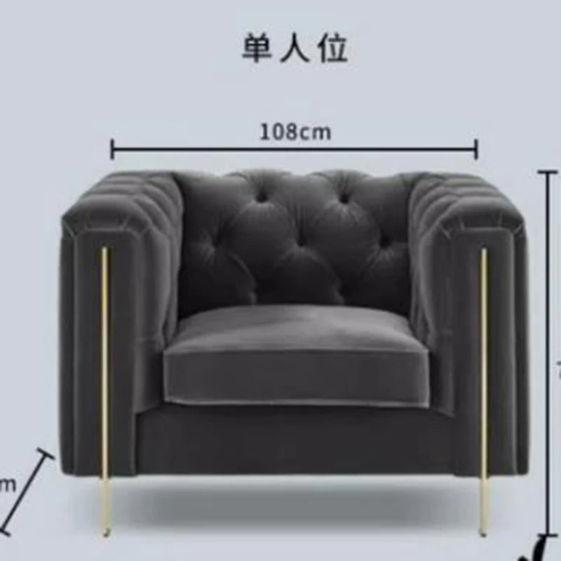 Simple Minimalist Light Luxury Fabric Sofa Set Furniture Velvet 1- 3 Seat Honeycomb Stainless Steel Living Room Sofas For Home