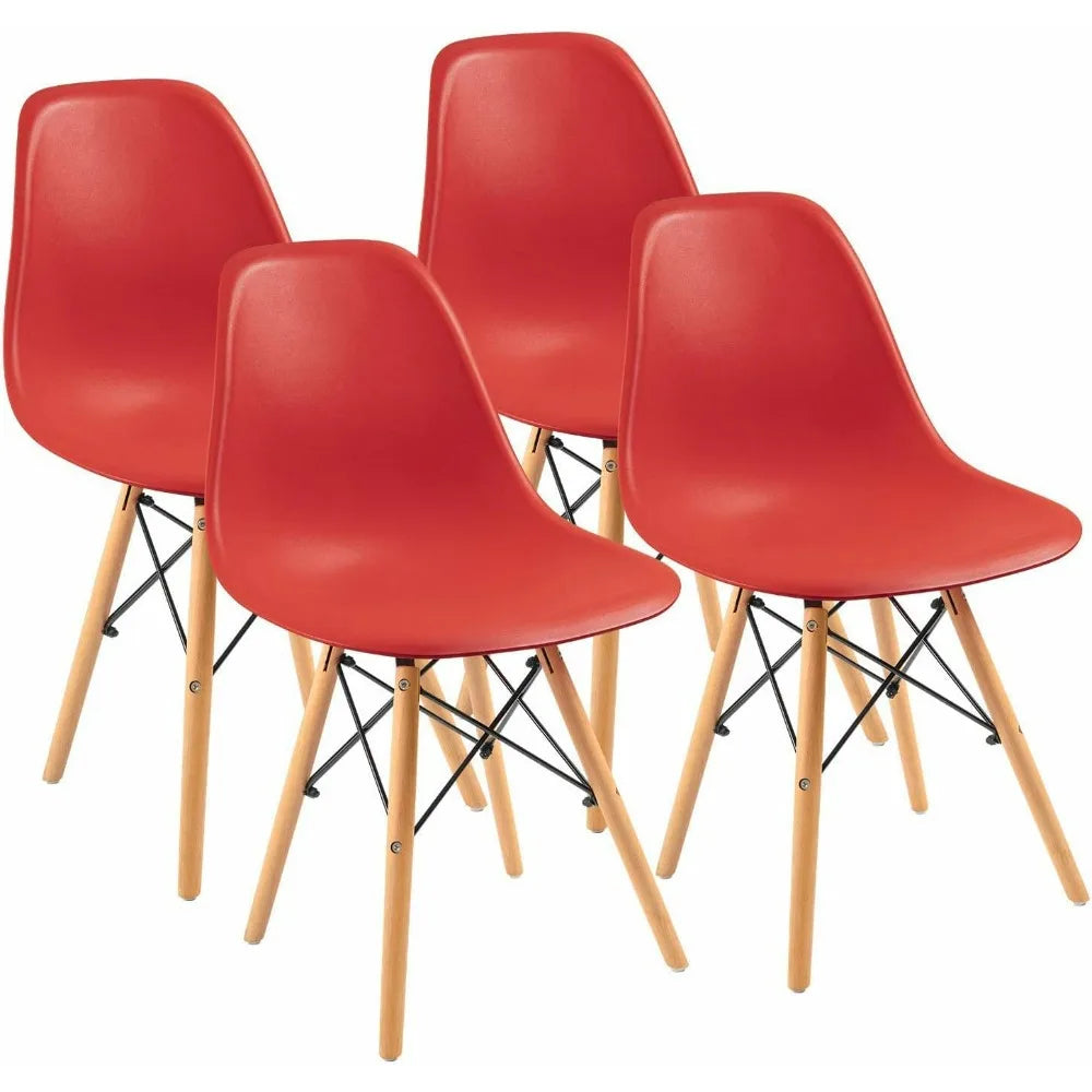 Furmax Modern Style Dining Chair Mid Century Modern DSW Chair, Shell Lounge Plastic Chair for Kitchen Chairs Set of 4(White)
