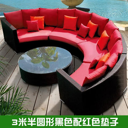 Outdoor circular rattan combination hotel curved living room sofa