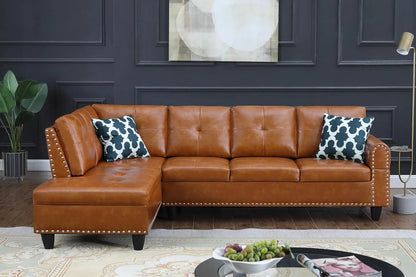 2-Piece Faux Leather Sectional Sofa - Stylish and Comfortable Living Room Furniture Set