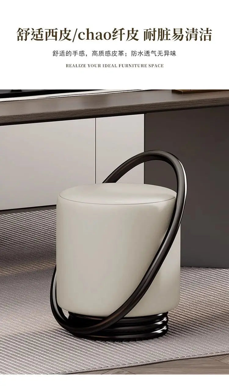 Dressing Table, Stool, Home Living Room Coffee Table, Simple Bedroom Makeup Sofa, Nordic Modern Light Luxury Round Dressing
