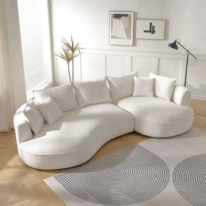 Fashion Beige Curved Sofa with Ingenious Shape Easy to assemble Soft and comfortable for indoor living room furniture