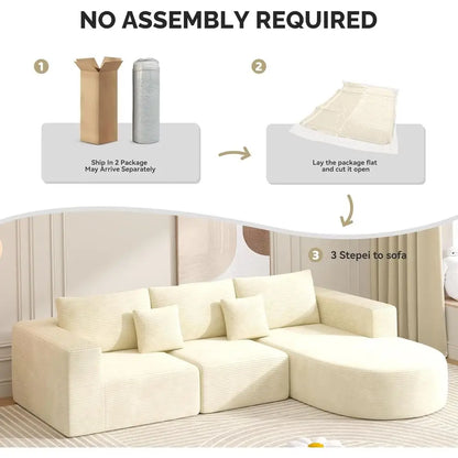 Cloud Sectional Sofa with L-Shape Chaise for Living Room, Deep Seated, Comfortable, No Assembly Needed, 1 Piece