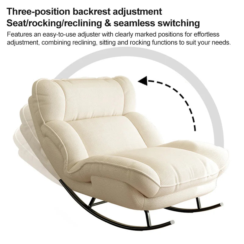 Living Room Luxury Reclining Lounge Chair Adjustable Backrest Rocking Sofa Chair Modern Home Cozy Relaxing Chair with Steel Base