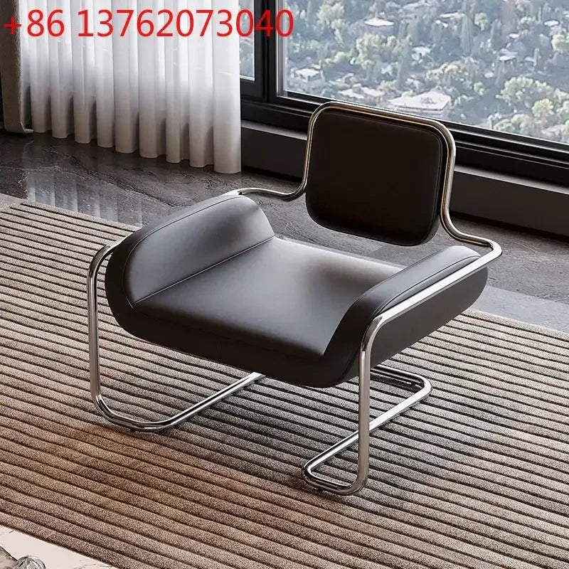 Nordic single chair medieval stainless steel special-shaped convex chair light luxury living room reception leisure chair