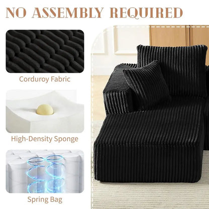 Sectional Couch with LShape Chaise, Modern Modular Sofa with Deep Seat, Upholstered Corduroy Cloud Sofas Boneless Couches for L