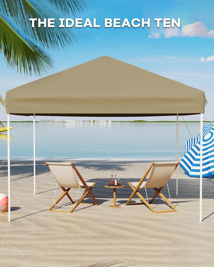 10x10 FT Pop Up Canopy Tent with 3 Adjustable Heights – Outdoor Sun Shade Shelter, 4 Sandbags & Carry Bag, for Parties & Events