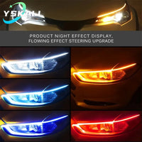 2 Pcs Car DRL Flexible Waterproof Headlight LED Strip Universal Auto Headlights RGB Turn Signal Yellow Brake Flow Lights