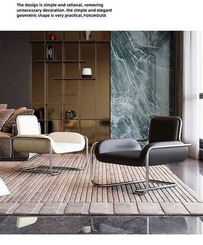 Stainless Steel Designer Armchair Recliner Sofa Modern Nordic Leisure Furniture Contemporary Living Room Balcony Seating