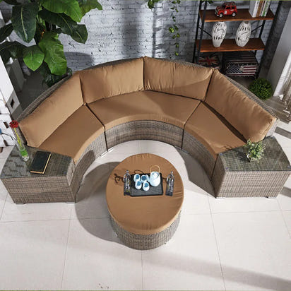 Living Room Combination Garden Sofas Courtyard Simple Lawn Coffee Table Garden Backrest Pe Rattan Furniture Sofá Jardín MHHYSF