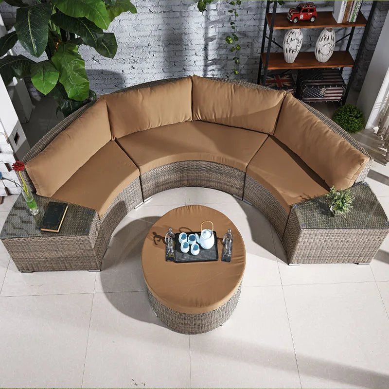 Living Room Combination Garden Sofas Courtyard Simple Lawn Coffee Table Garden Backrest Pe Rattan Furniture Sofá Jardín MHHYSF