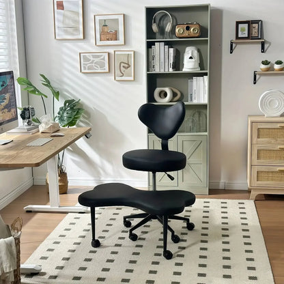 Cross Leg Chair - Meditation Chair with Wheels, ADHD Chair, Height Adjustable Seat, Adjustable Footstool
