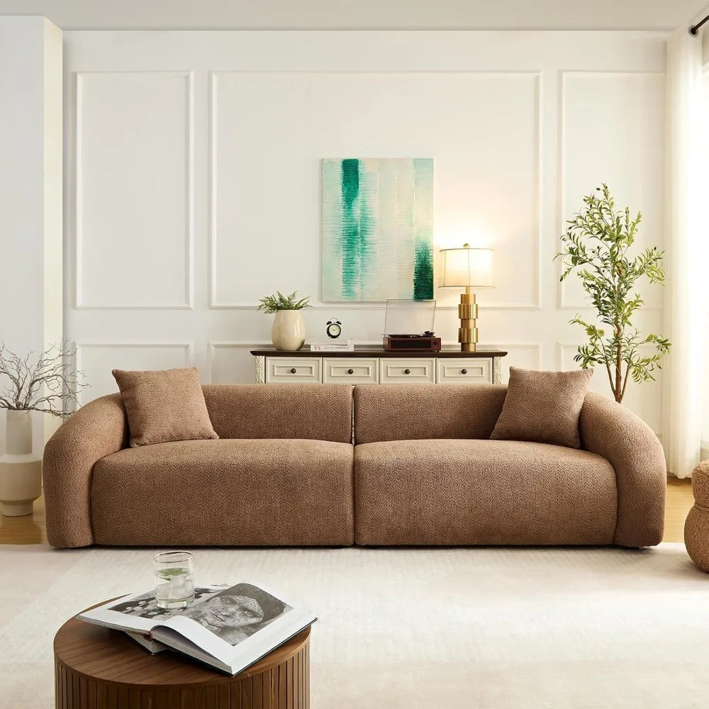 103" Modern Curved Sofa | Boucle Luxury  3-Seater, Modular, No Assembly (Home/Office)