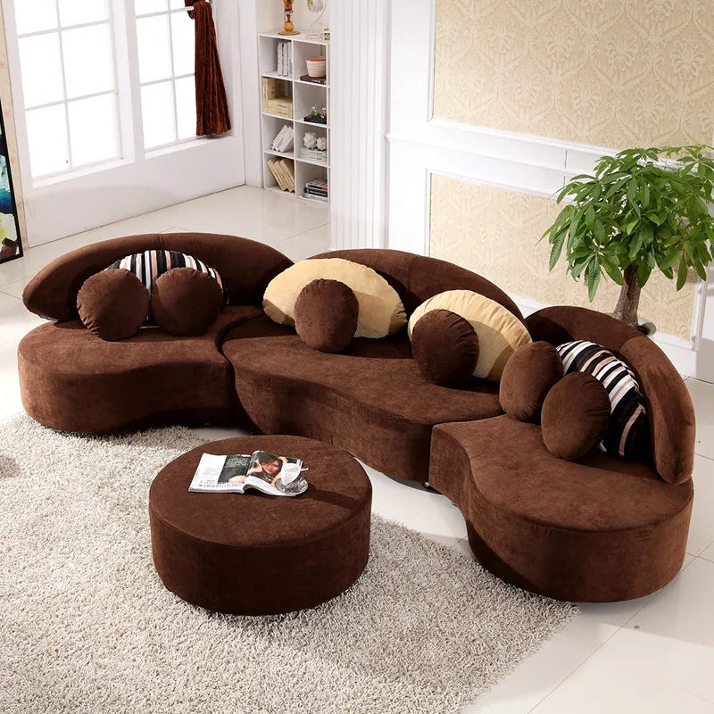 Curved fabric sofa Nordic light luxury personalized creative sofa Modern simple special-shaped living room combination round