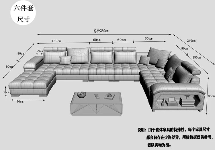 Fabric sofa, simple and modern size, living room, Nordic latex technology fabric sofa