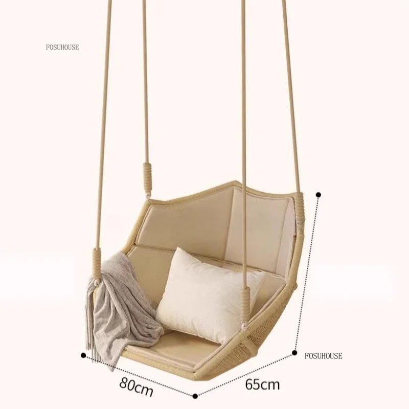 Outdoor Patio Swing Nordic Balcony Rocking Chair Indoor Adult Hanging Chairs Outdoor Single Swing Chairs Modern Hanging Basket Z