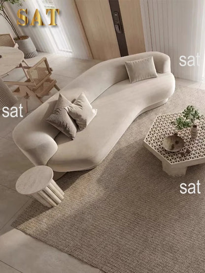 Fabric Living Room Sofas European Beige Italian Curved Luxury Couch Double Modern Designer Divano Soggiorno Home Furniture