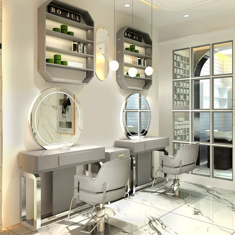 Double-sided mirror table for tgf barber shop, special for dyeing and ironing double-sided mirror hair salon for hair salon