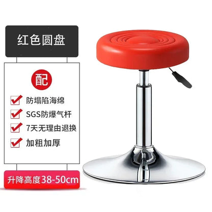 PU Leather Modern Rolling Stool Low Back Height Adjustable Work Salon Drafting Swivel Task Chair with Footrest