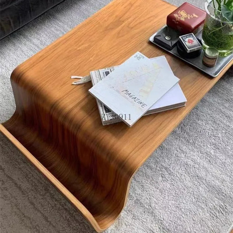 Simple living room creative coffee table coffee table Nordic medieval style big curved wood coffee table