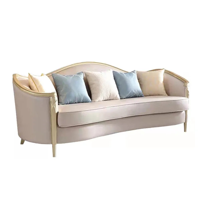 New American light luxury living room solid wood sofa coffee table combination European modern simple leather sofa model house
