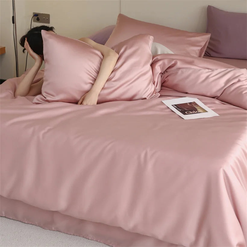 Mulberry Silk Bedding Set Luxury Natural 100% Silk Duvet Cover Set Bed Sheet Pillowcase Single Double Bedsheet King Queen Size