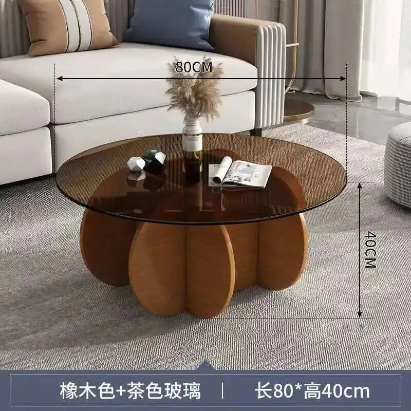 Table basse ronde en verre trempé résistant aux hautes températures, style luxe léger et créatif, stable, pour salon et maison