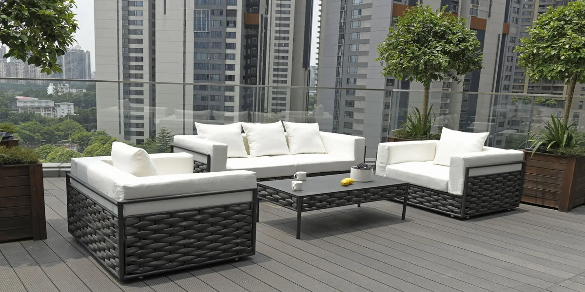 high-quality Luxury 2024 New Cheep Wicker Dining Modern Patio Outdoor Furniture Latest Design Garden Aluminum Frame Living Room