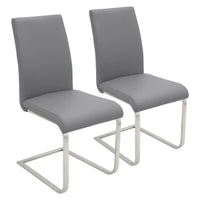 Modern Gray Leather Upholstered High Back Dining Chairs, Set of 2 for Home Kitchen