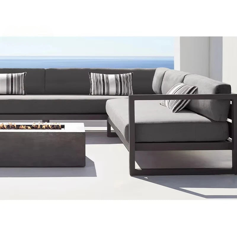 Aluminium Garden Sofa Patio Furniture Waterproof Lounge Set Rattan Modern Modular Luxury Corner Aluminium Outdoor Sectional Sofa