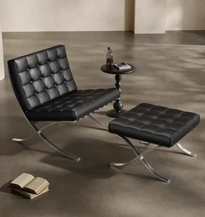 Elegant Barcelona Single Sofa Chair Oil wax skin for Living Room or Bedroom Lazy Lounge Chair Cat scratch skin Sofa Chair