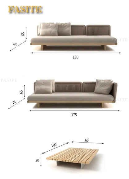 Rattan sofa outdoor leisure combination courtyard garden terrace living room solid wood