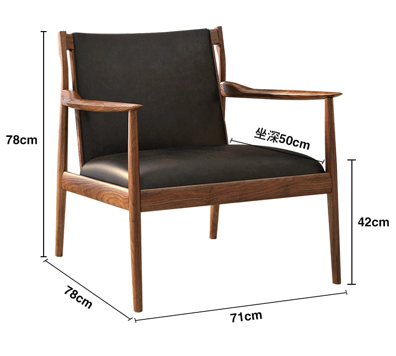 Solid wood medieval single sofa chair designer retro sofa hotel bed and breakfast living room balcony casual armrest chair