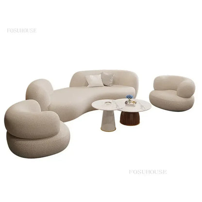 Modern Simple Fabric Curved Living Room Sofas for Home Furniture Luxury Nordic Lambswool Sofa Clothing Store Creative Sofa v
