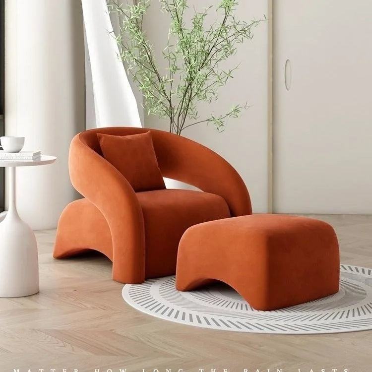 Single sofa leisure chair living room light luxury curved balcony chair small apartment tiger chair minimalist
