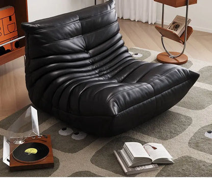 Caterpillar leather sofa togo lazy sofa can lie down and sleep modern light luxury single recliner living room sofa