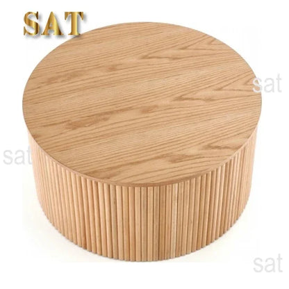 -Wood Fluted Reed Coffee Living Room Round Coffee Tables Of The Room