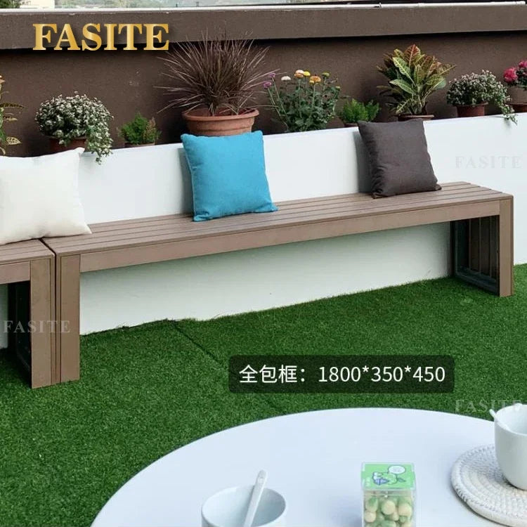 Table et chaise d'extérieur en plastique et bois, banc de balcon de Style nordique pour cour de loisirs, Anti-corrosion