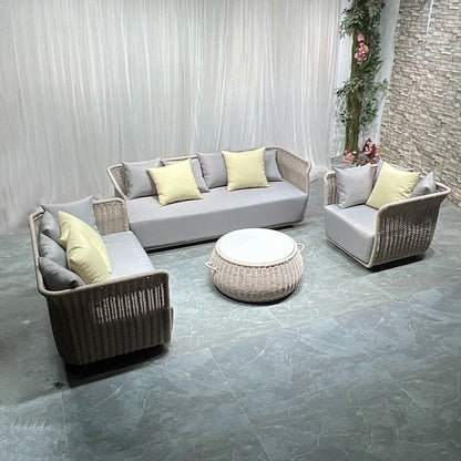 Outdoor rattan sofa courtyard balcony outdoor leisure villa garden sun room coffee table furniture combination