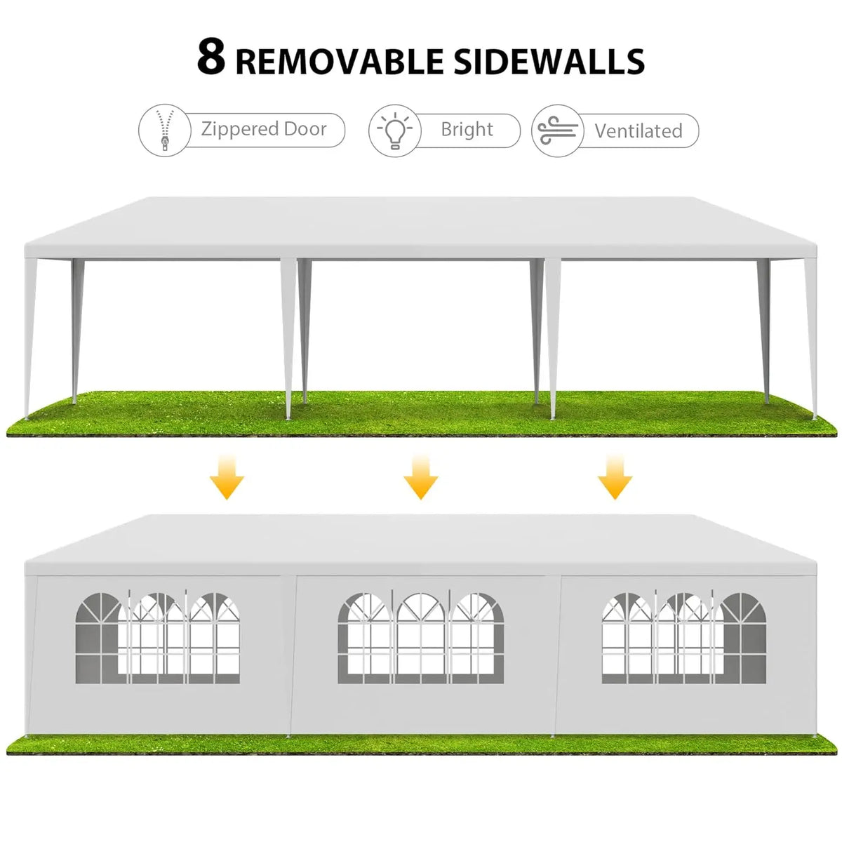 10x30 Party Tent Outdoor Canopy Tents for Parties with 8 Removable Sidewalls Heavy Duty Waterproof Gazebo Shelter, Customized