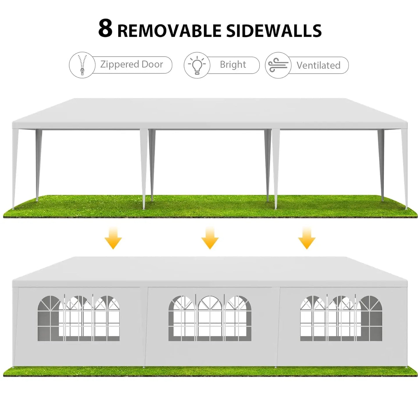 10x30 Party Tent Outdoor Canopy Tents for Parties with 8 Removable Sidewalls Heavy Duty Waterproof Gazebo Shelter, Customized