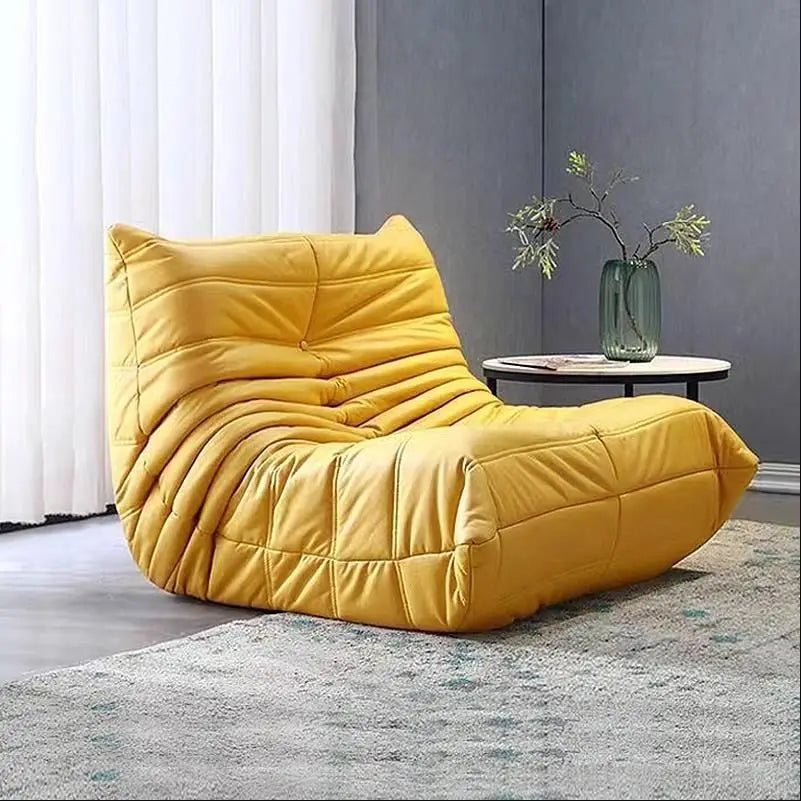 Single sofa living room bedroom lazy fabric leather leisure chair small apartment cream wind