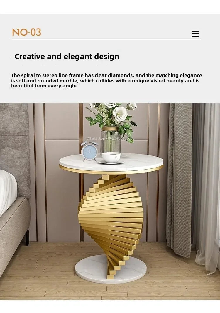 Style Light Luxury Marble Side Table Living Room  Sofa Corner  Creativity Balcony Small   Internet Celebrity Bedside Round