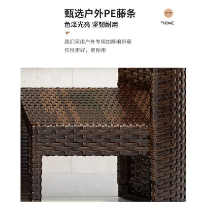 Balcony Small Table and Chair Tea Table and Chair Kit Outdoor Garden Combination Leisure Storage Rattan Knitting Small Table and