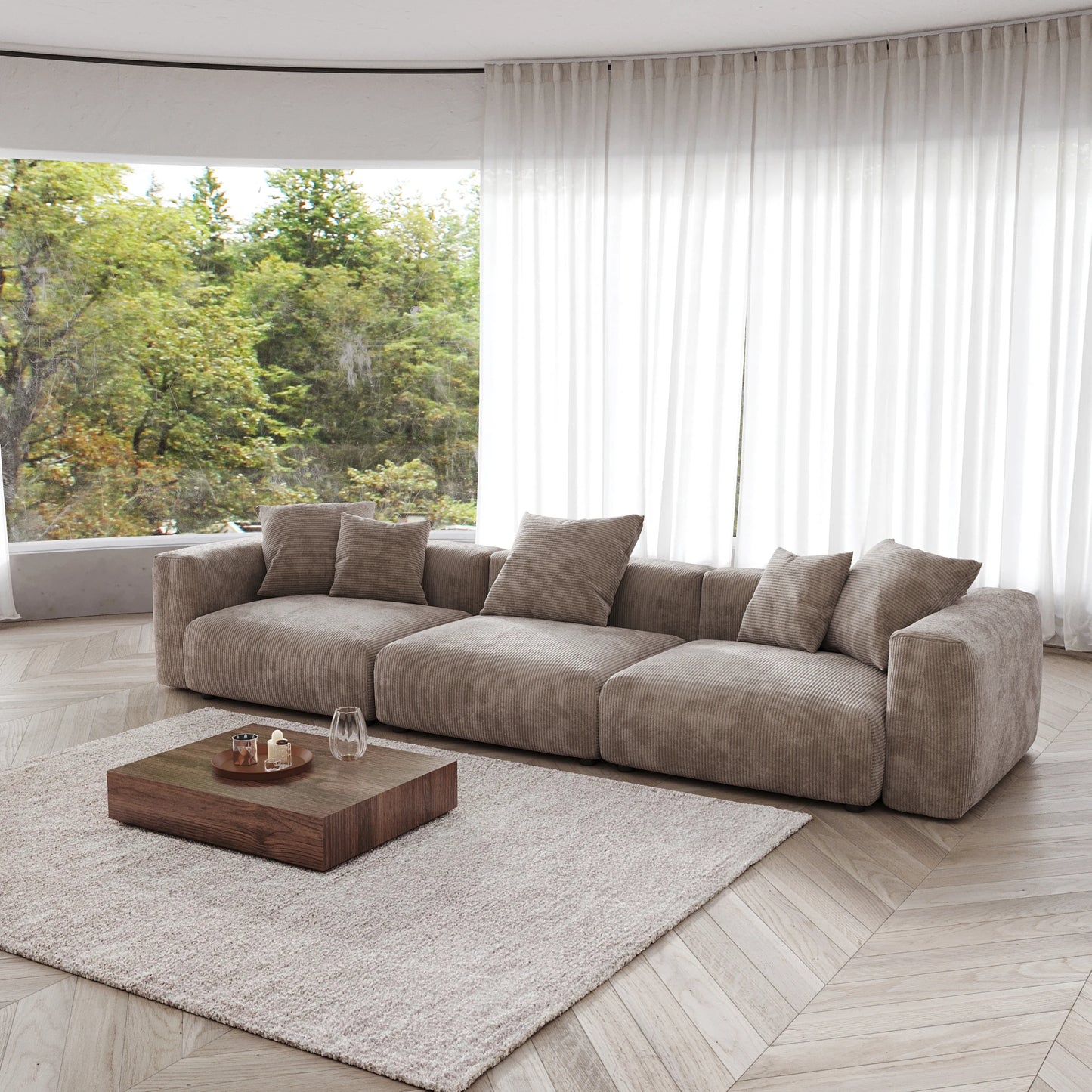 For American Vacuum Compression Black Modular Combination Sofa Sofa Large Corduroy Fabric Sofa Set