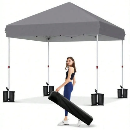 10x10 FT Pop Up Canopy Tent with 3 Adjustable Heights – Outdoor Sun Shade Shelter, 4 Sandbags & Carry Bag, for Parties & Events